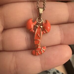 Charming Orange Lobster Pendant Necklace